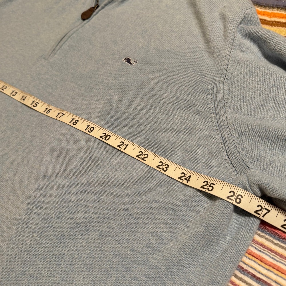Vineyard Vines Mens XXL Light Blue 100% Cotton Quarter-Zip Pullover Sweater - Picture 6 of 7